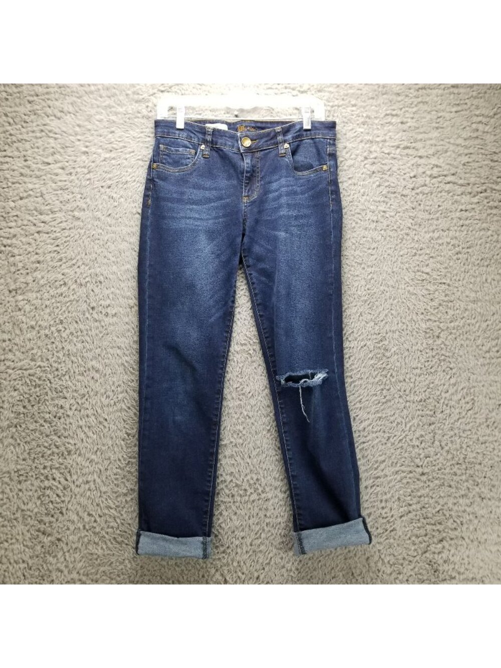 Kut From The Kloth Jeans Womens 4 Blue Stretch Boyfriend Distressed Mid Rise